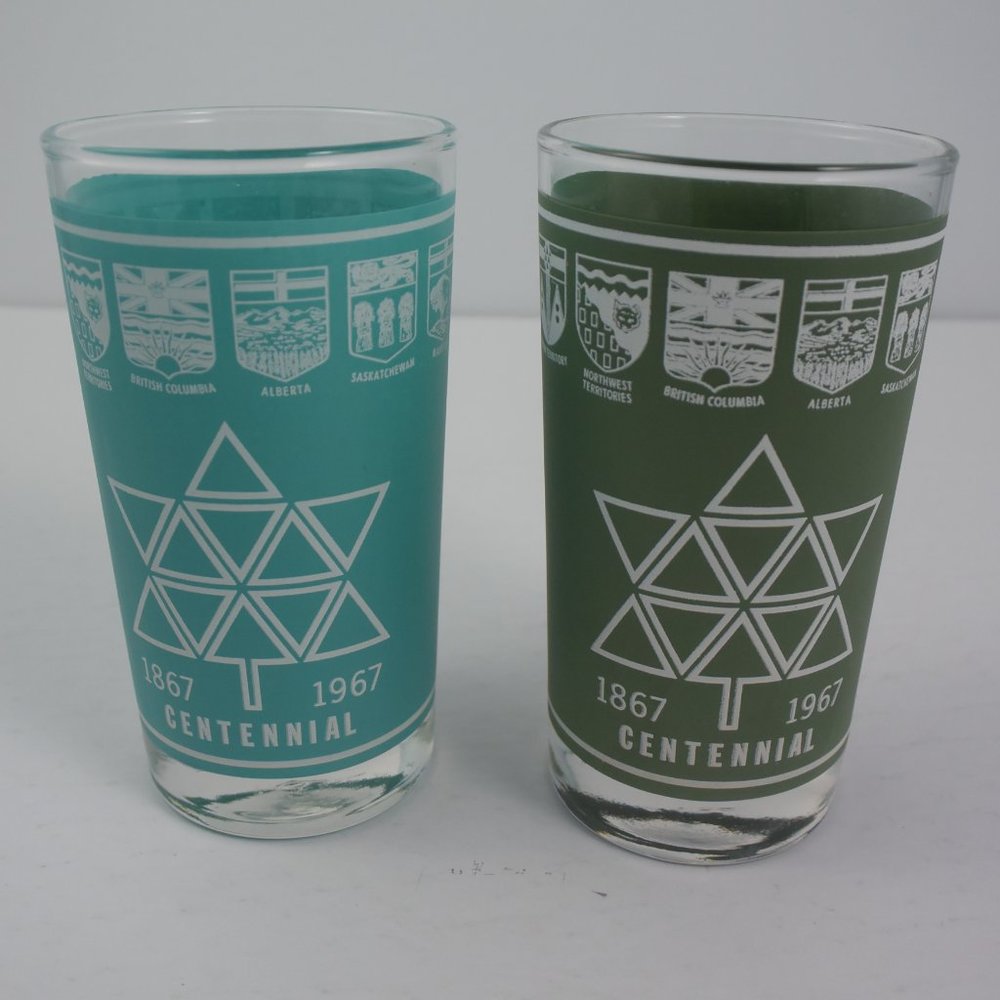 Pair of Vintage Canadian Centennial 1967 Drink Glasses